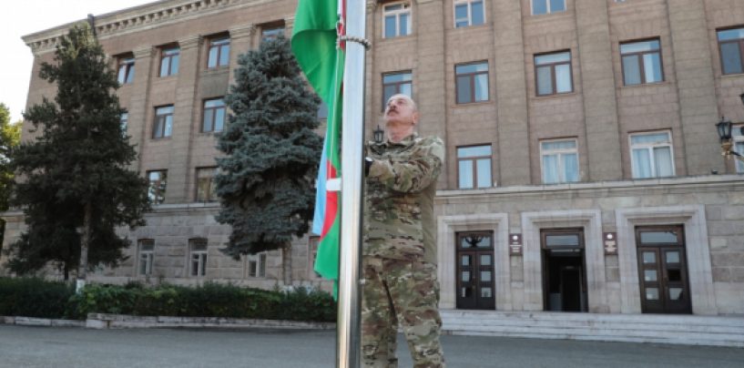 Ilham Aliyev Raised the Flag of Azerbaijan in Khankandi